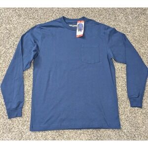 General Standard USA MADE Men's T Shirt Long Sleeve Blue Pocket Work NWT SZ Med
